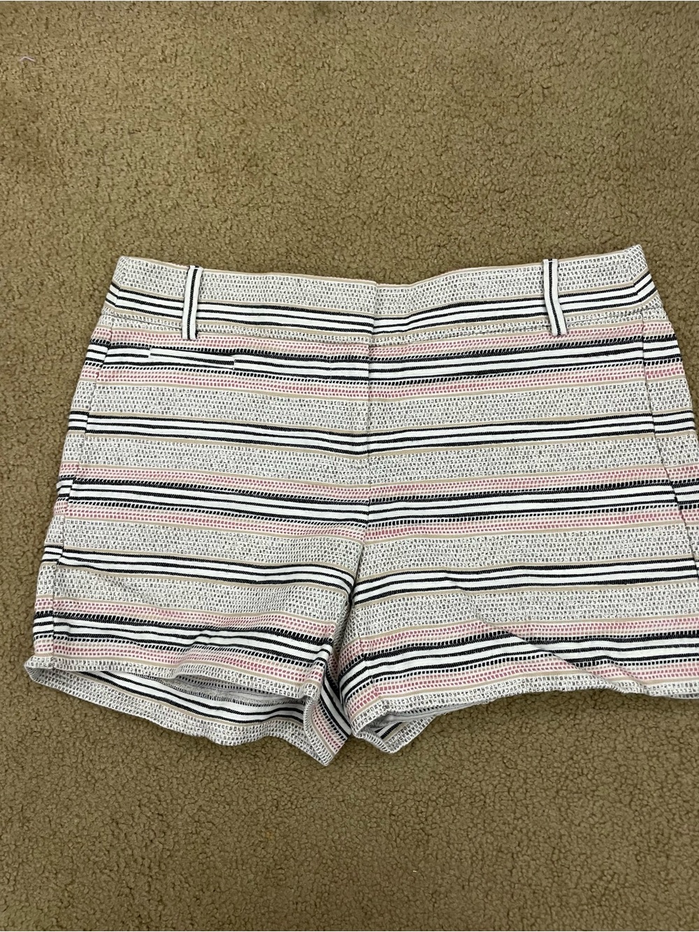 Ann Taylor LOFT The Riviera Shorts Striped White, Pink & Black Size 6